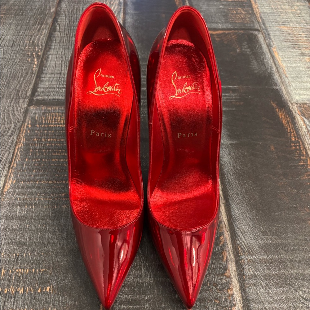 Christian Louboutin red patent Kate pumps